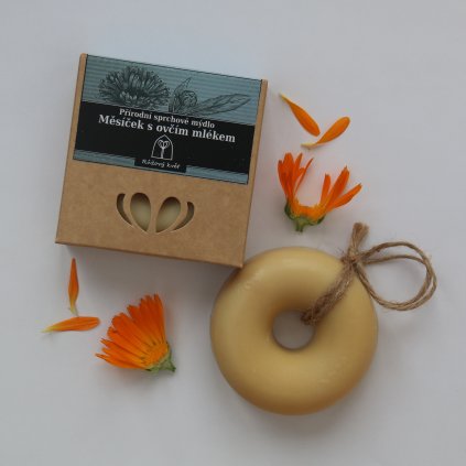 Přírodní mýdlo sprchové Měsíček s ovčím mlékem 115 g | Růžový květ