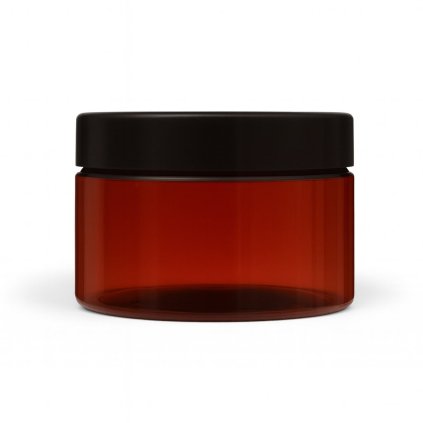Plastová hnědá dóza s černým víčkem 300 ml