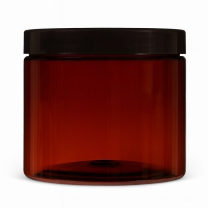 Plastová hnědá dóza s černým víčkem 500 ml